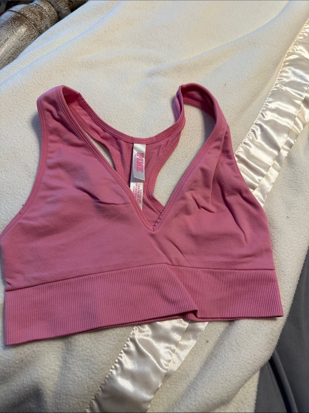 PINK Victoria's Secret Dusty Rose Wireless V-Neck Racerback Sports Bra
